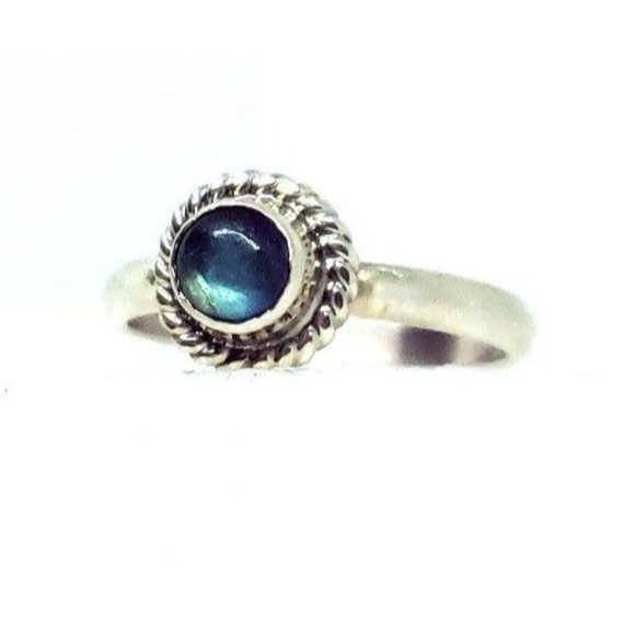 Blue labradorite crystal ring handmade sterling silver 925 size 7